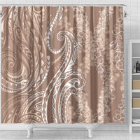 Polynesia Plumeria Lei Shower Curtain Beige Curves Motif LT7 - Polynesian Pride