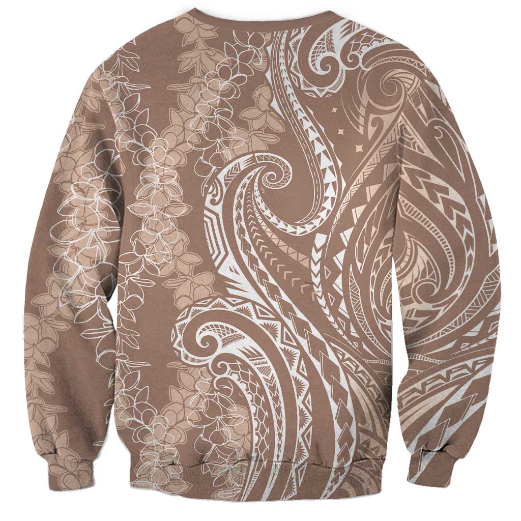 Polynesia Plumeria Lei Sweatshirt Beige Curves Motif