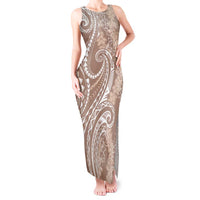Polynesia Plumeria Lei Tank Maxi Dress Beige Curves Motif