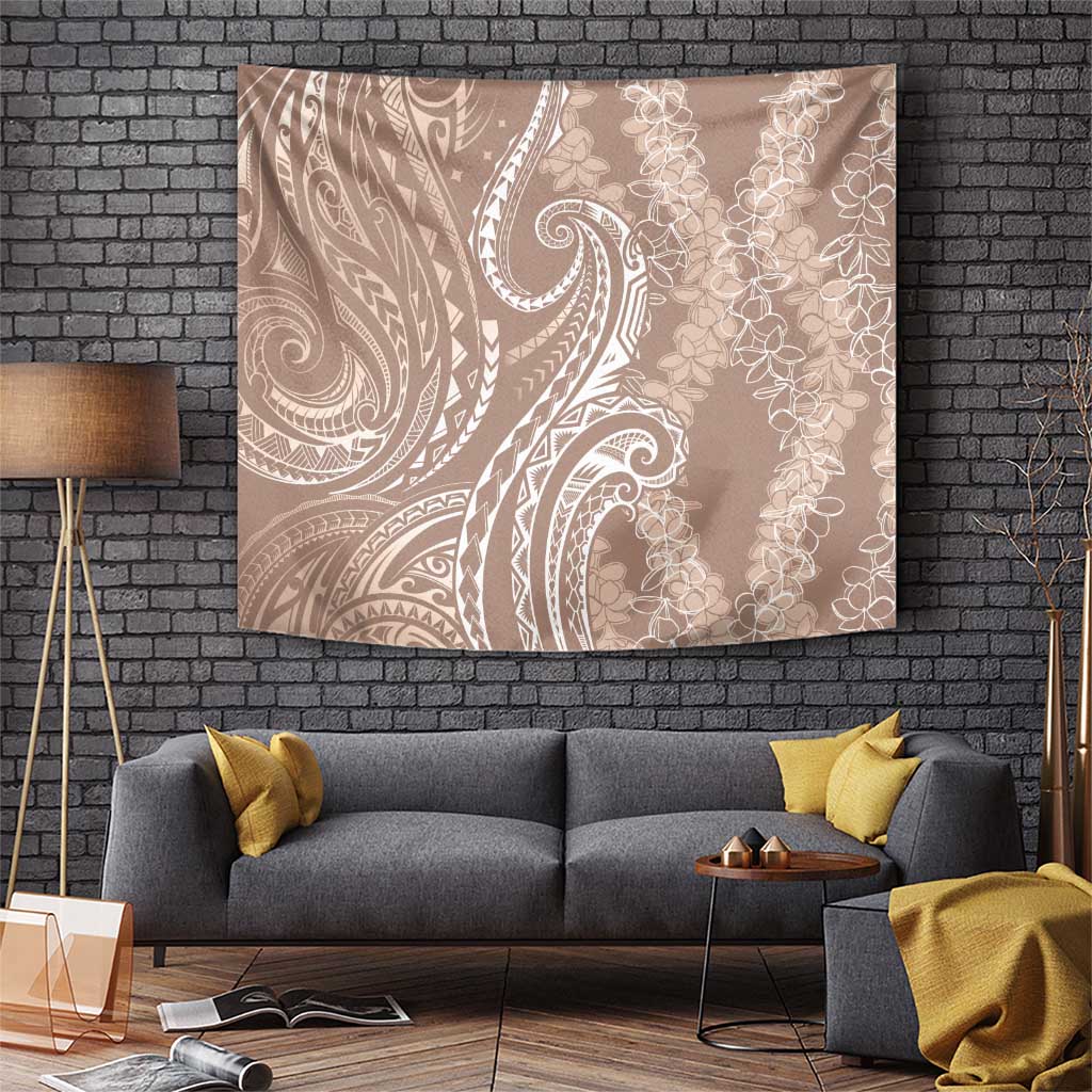 Polynesia Plumeria Lei Tapestry Beige Curves Motif