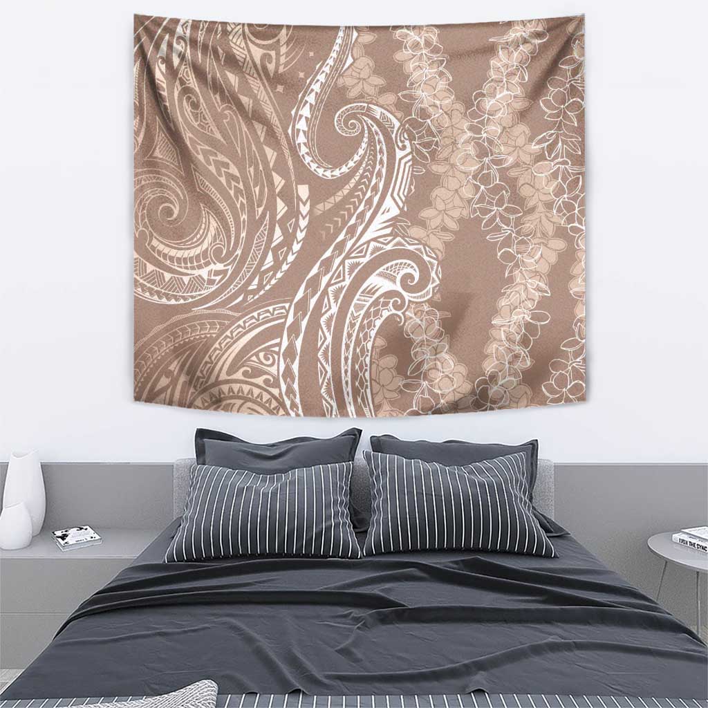 Polynesia Plumeria Lei Tapestry Beige Curves Motif