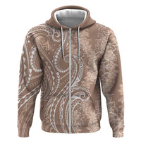 Polynesia Plumeria Lei Zip Hoodie Beige Curves Motif LT7 Zip Hoodie Beige - Polynesian Pride