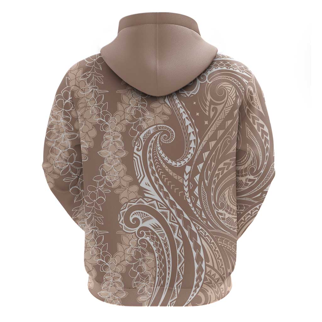 Polynesia Plumeria Lei Zip Hoodie Beige Curves Motif LT7 - Polynesian Pride