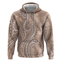 Polynesia Plumeria Lei Zip Hoodie Beige Curves Motif LT7 Pullover Hoodie Beige - Polynesian Pride