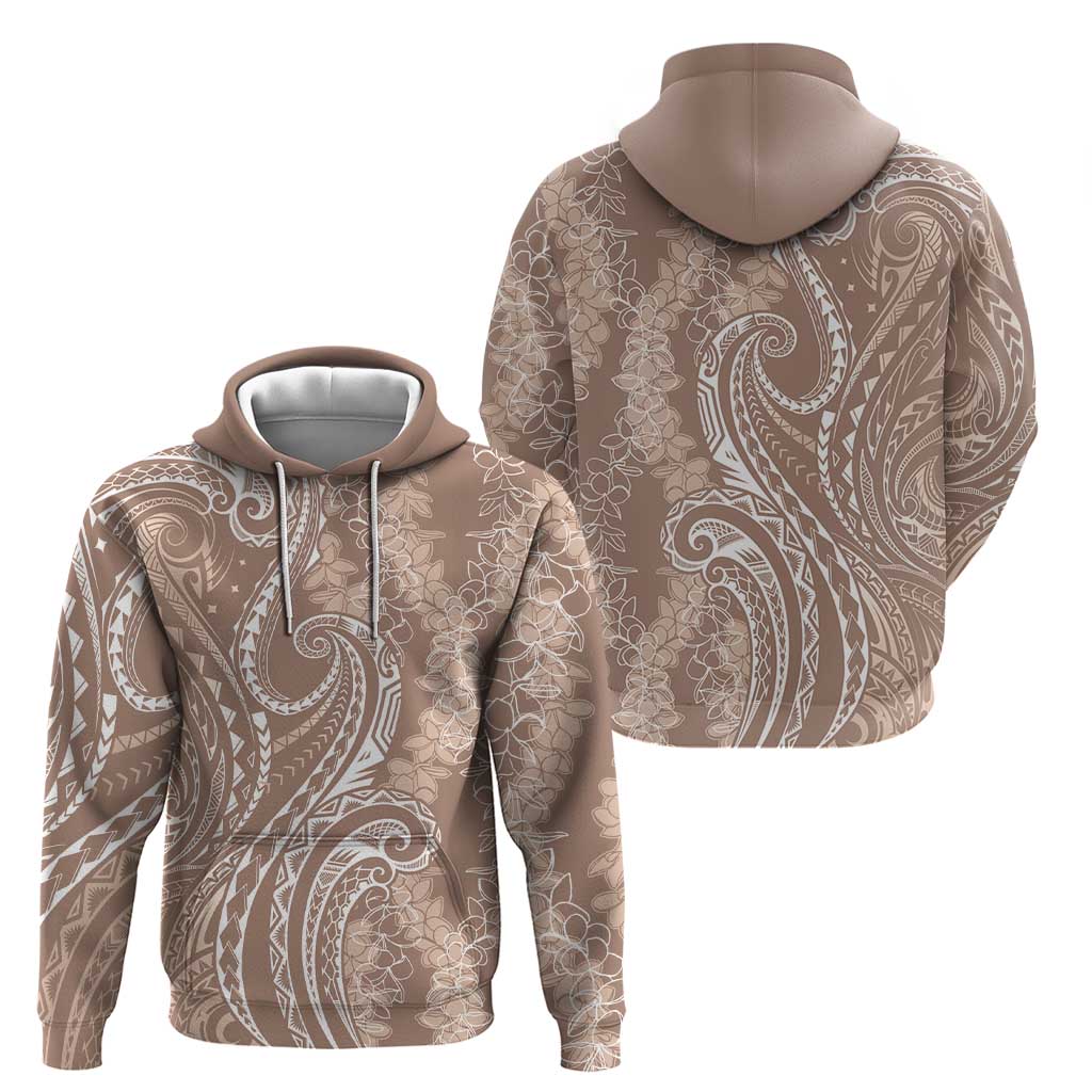 Polynesia Plumeria Lei Zip Hoodie Beige Curves Motif LT7 - Polynesian Pride