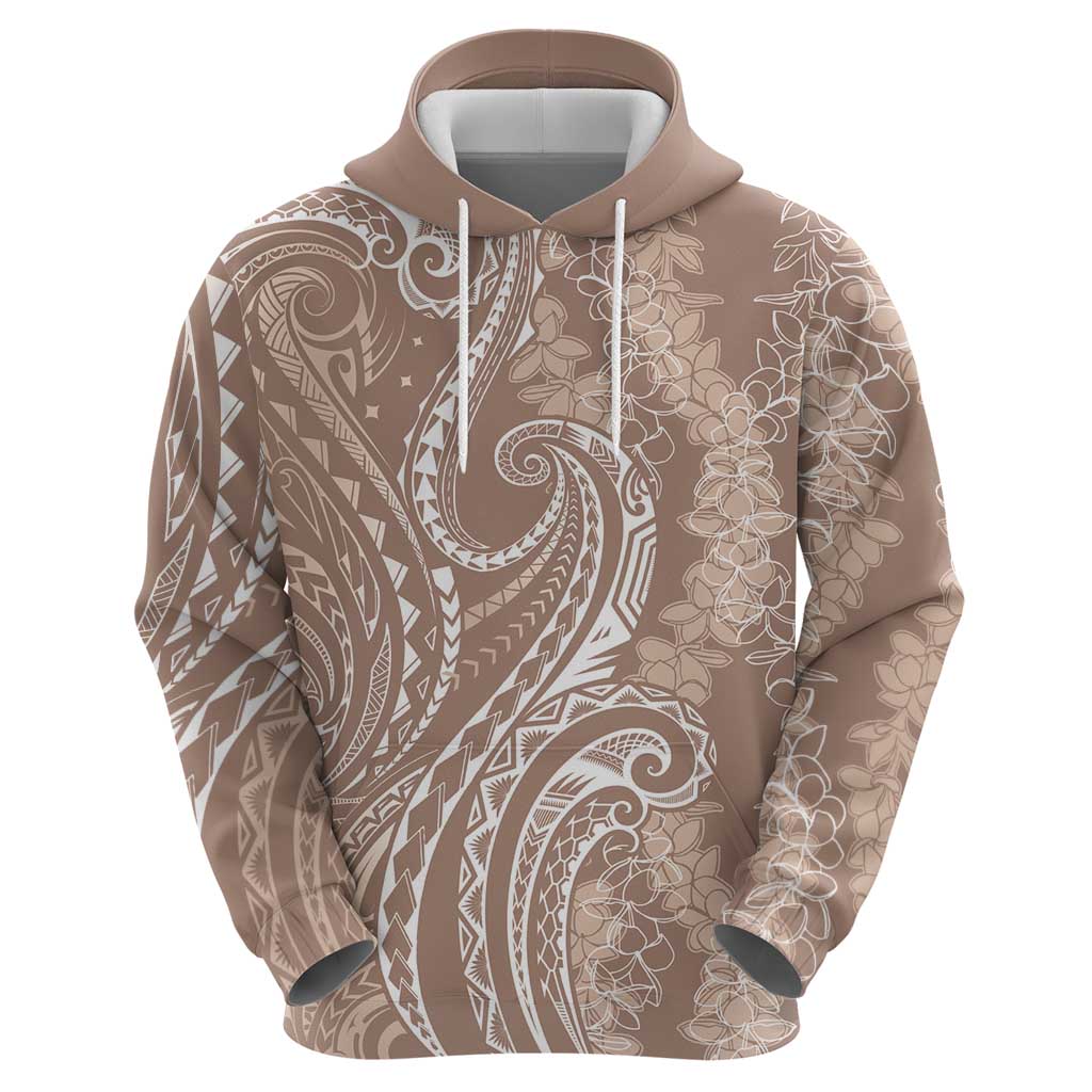 Polynesia Plumeria Lei Zip Hoodie Beige Curves Motif LT7 - Polynesian Pride