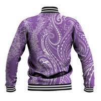 Polynesia Plumeria Lei Baseball Jacket Periwinkle Curves Motif