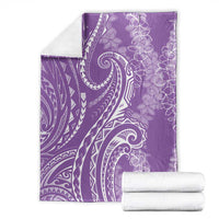 Polynesia Plumeria Lei Blanket Periwinkle Curves Motif