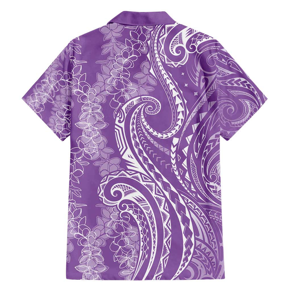 Polynesia Plumeria Lei Family Matching Long Sleeve Bodycon Dress and Hawaiian Shirt Periwinkle Curves Motif LT7 - Polynesian Pride