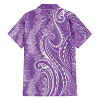 Polynesia Plumeria Lei Family Matching Long Sleeve Bodycon Dress and Hawaiian Shirt Periwinkle Curves Motif LT7 - Polynesian Pride