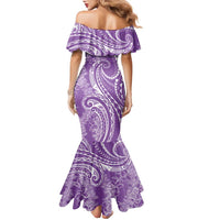 Polynesia Plumeria Lei Family Matching Mermaid Dress and Hawaiian Shirt Periwinkle Curves Motif LT7 - Polynesian Pride