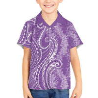 Polynesia Plumeria Lei Family Matching Summer Maxi Dress and Hawaiian Shirt Periwinkle Curves Motif LT7 Son's Shirt Periwinkle - Polynesian Pride
