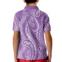 Polynesia Plumeria Lei Kid Polo Shirt Periwinkle Curves Motif