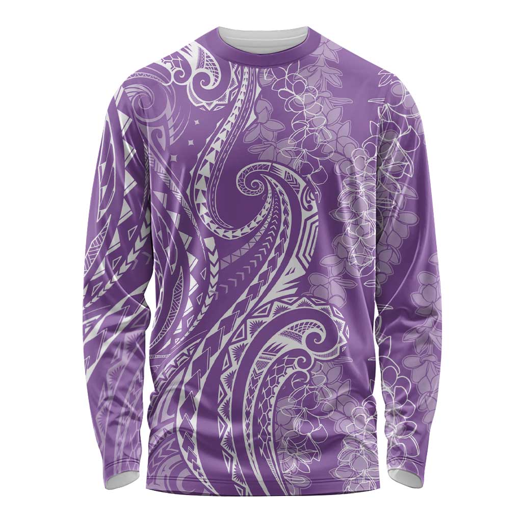 Polynesia Plumeria Lei Long Sleeve Shirt Periwinkle Curves Motif