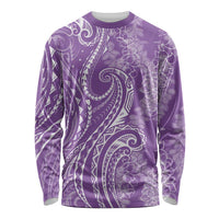 Polynesia Plumeria Lei Long Sleeve Shirt Periwinkle Curves Motif