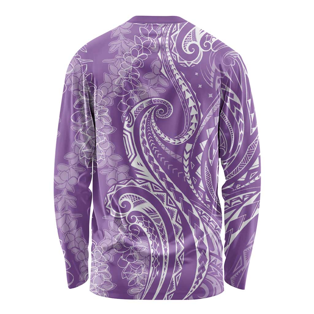 Polynesia Plumeria Lei Long Sleeve Shirt Periwinkle Curves Motif