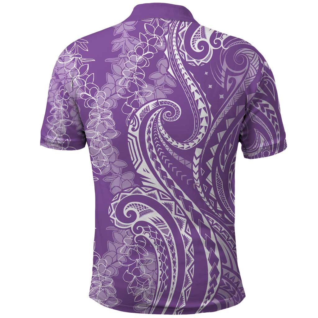 Polynesia Plumeria Lei Polo Shirt Periwinkle Curves Motif