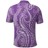 Polynesia Plumeria Lei Polo Shirt Periwinkle Curves Motif