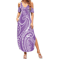 Polynesia Plumeria Lei Summer Maxi Dress Periwinkle Curves Motif LT7 Women Periwinkle - Polynesian Pride