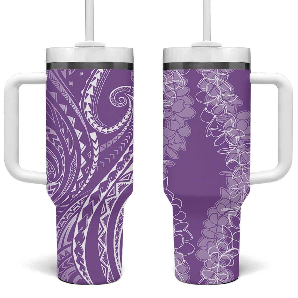 Polynesia Plumeria Lei Tumbler With Handle Periwinkle Curves Motif LT7 One Size: 40 oz Periwinkle - Polynesian Pride