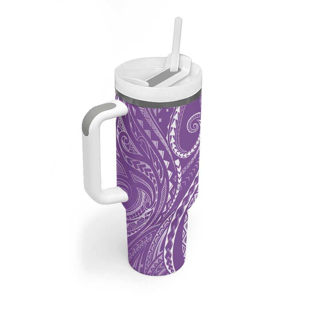 Polynesia Plumeria Lei Tumbler With Handle Periwinkle Curves Motif LT7 - Polynesian Pride