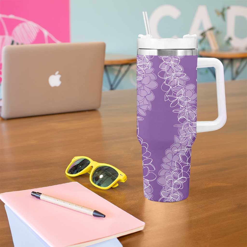 Polynesia Plumeria Lei Tumbler With Handle Periwinkle Curves Motif LT7 - Polynesian Pride