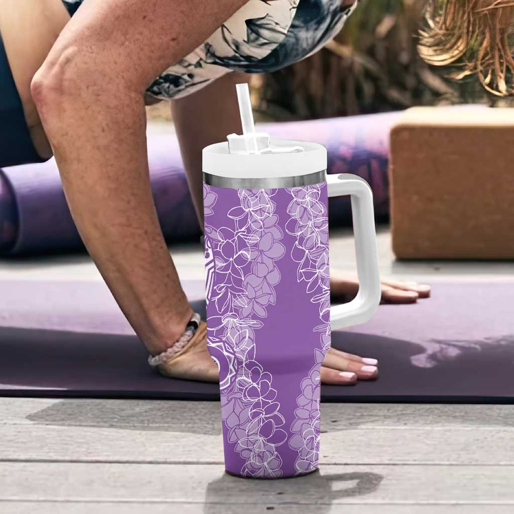 Polynesia Plumeria Lei Tumbler With Handle Periwinkle Curves Motif LT7 - Polynesian Pride