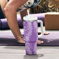 Polynesia Plumeria Lei Tumbler With Handle Periwinkle Curves Motif LT7 - Polynesian Pride