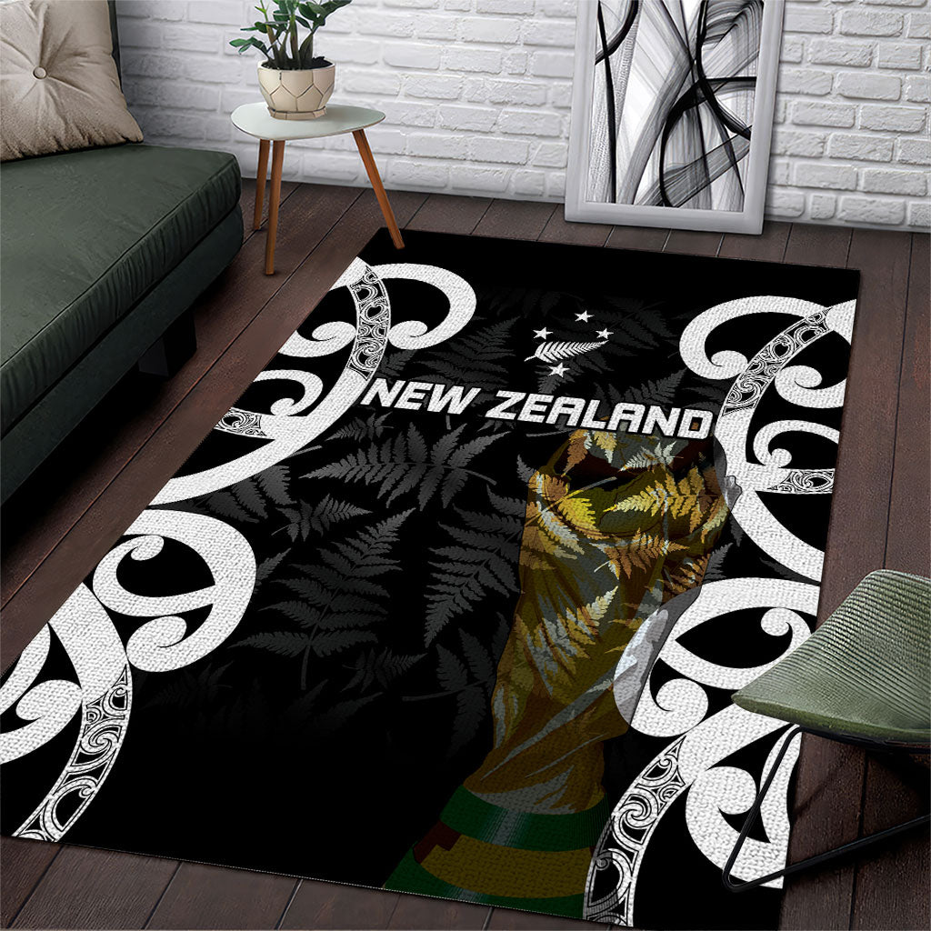 New Zealand WC2026 Black Area Rug Silver Fern LT7 Black - Polynesian Pride