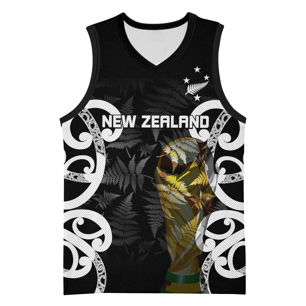 New Zealand WC2026 Custom Black Basketball Jersey Silver Fern LT7 Unisex Black - Polynesian Pride