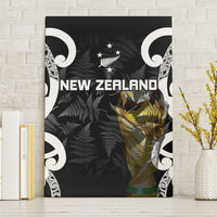 New Zealand WC2026 Black Canvas Wall Art Silver Fern