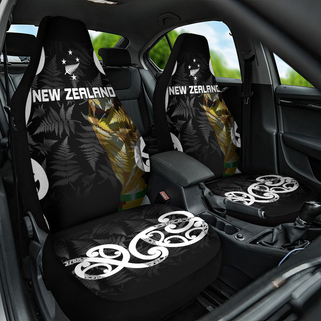 New Zealand WC2026 Black Car Seat Cover Silver Fern LT7 One Size Black - Polynesian Pride