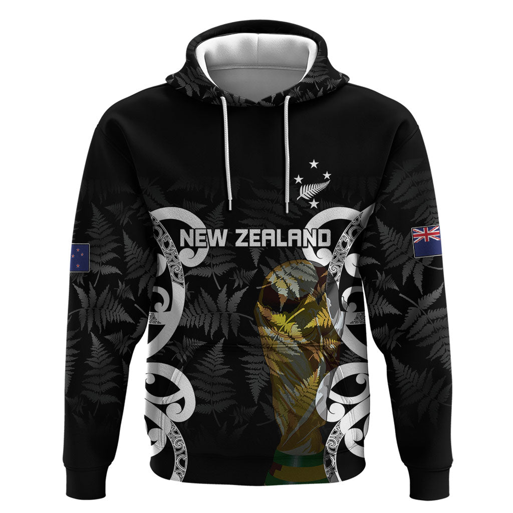 New Zealand WC2026 Custom Black Hoodie Silver Fern LT7 Pullover Hoodie Black - Polynesian Pride