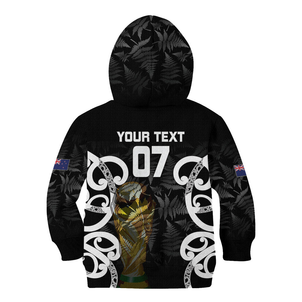 New Zealand WC2026 Custom Black Kid Hoodie Silver Fern