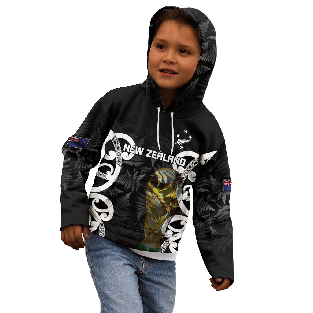 New Zealand WC2026 Custom Black Kid Hoodie Silver Fern