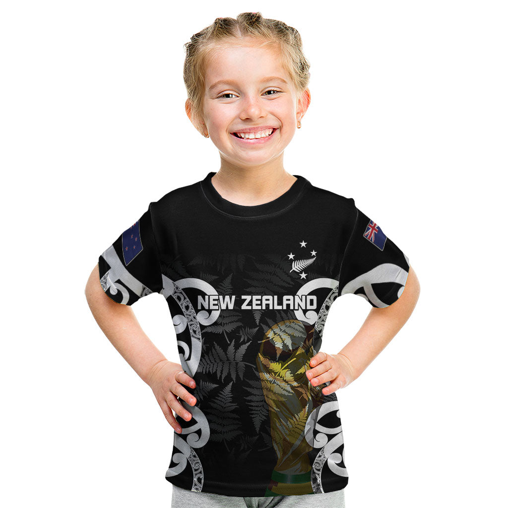 New Zealand WC2026 Custom Black Kid T Shirt Silver Fern LT7 Black - Polynesian Pride