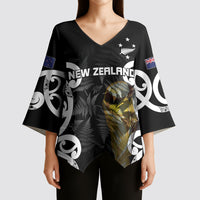 New Zealand WC2026 Custom Black Kimono Sleeve Blouse Silver Fern