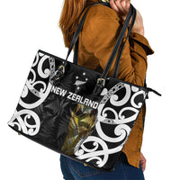 New Zealand WC2026 Black Leather Tote Bag Silver Fern