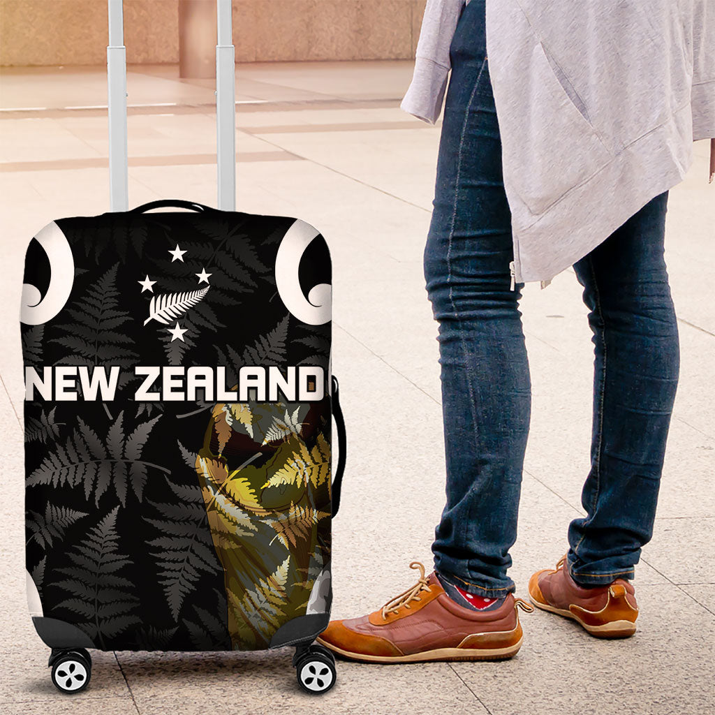 New Zealand WC2026 Black Luggage Cover Silver Fern LT7 Black - Polynesian Pride