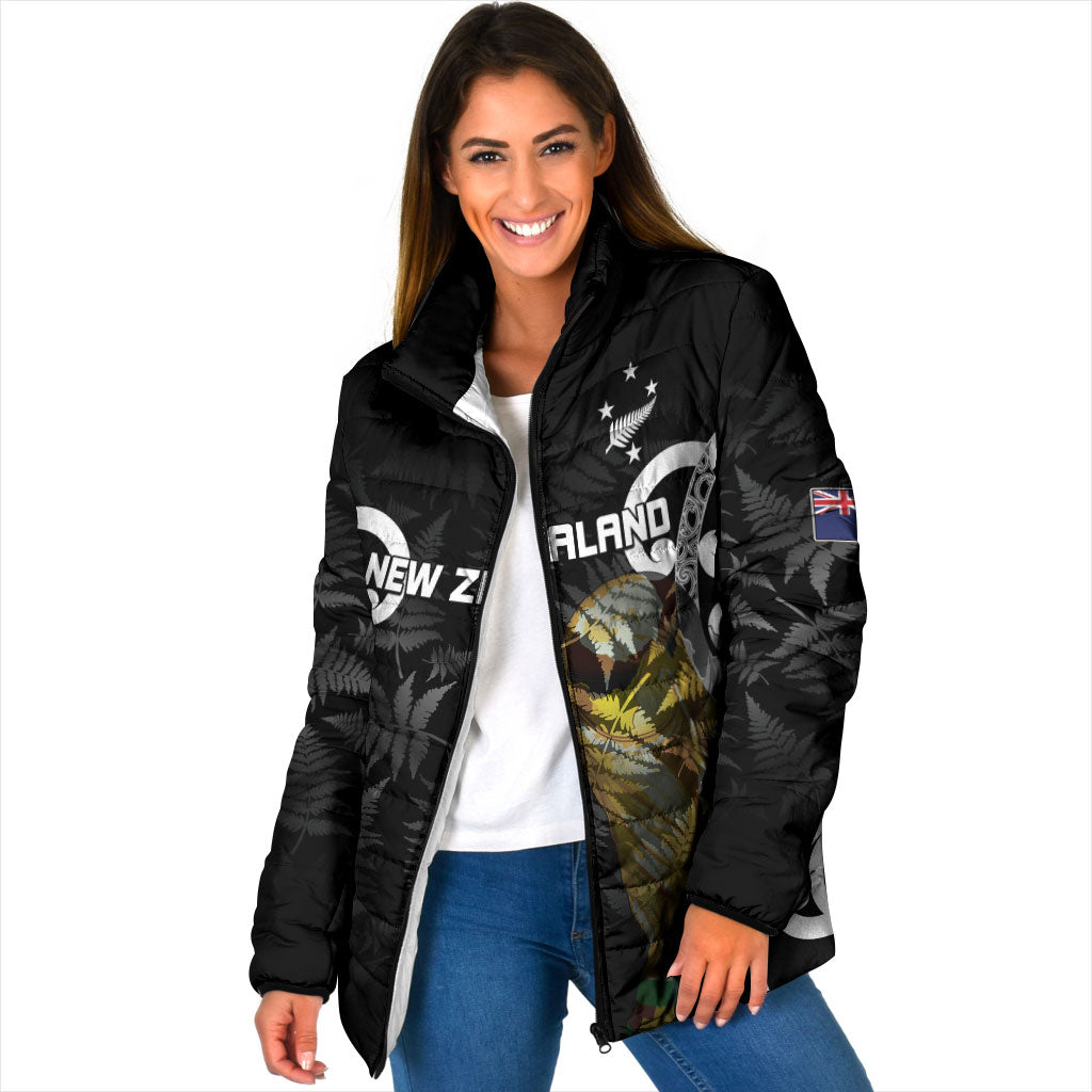 New Zealand WC2026 Custom Black Padded Jacket Silver Fern LT7 Women Black - Polynesian Pride