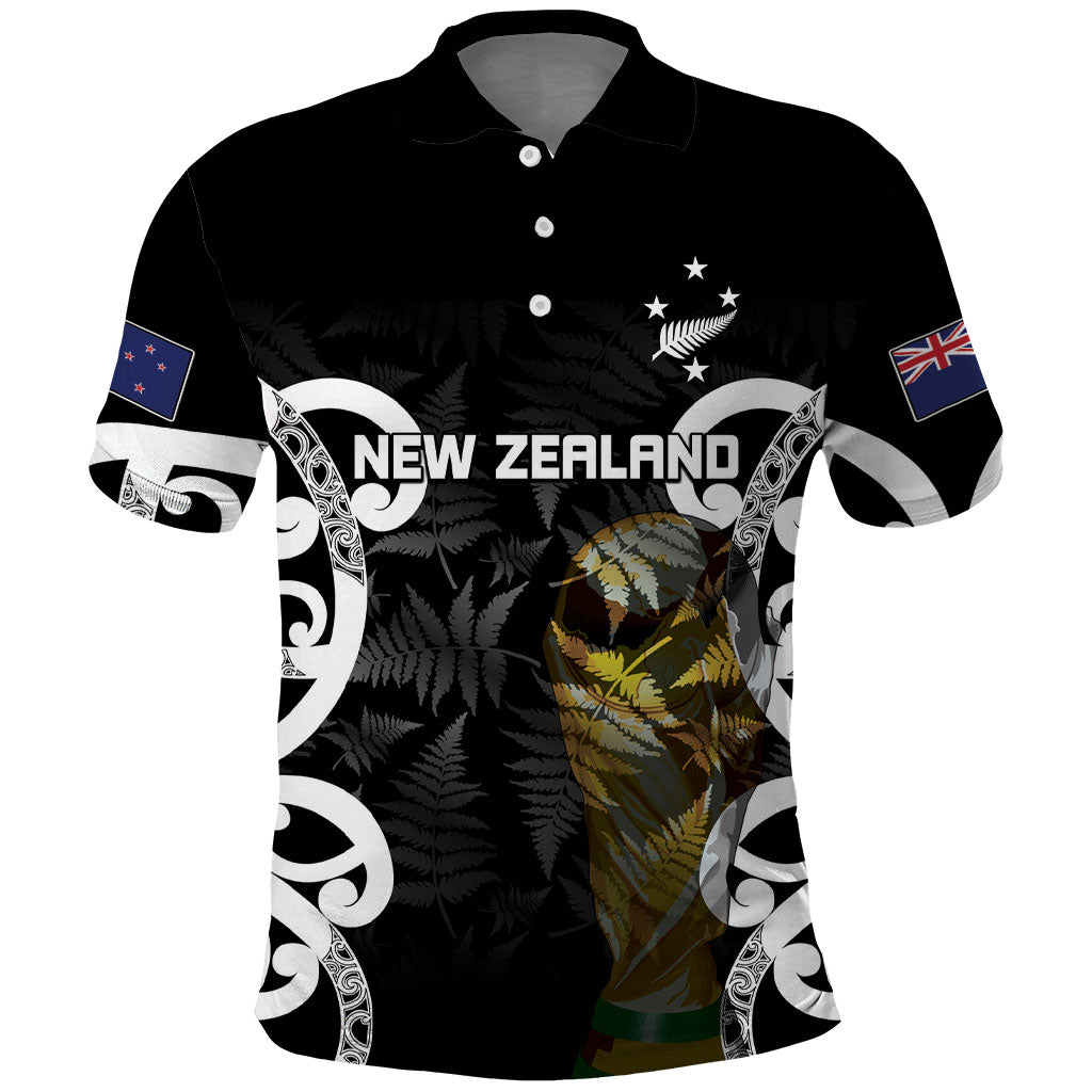 New Zealand WC2026 Custom Black Polo Shirt Silver Fern LT7 Black - Polynesian Pride