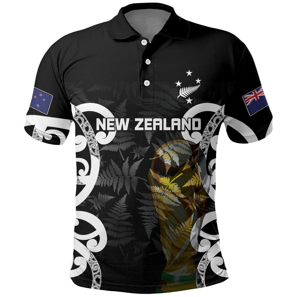New Zealand Football WC2026 Custom Black Polo Shirt Silver Fern LT7 Black - Polynesian Pride