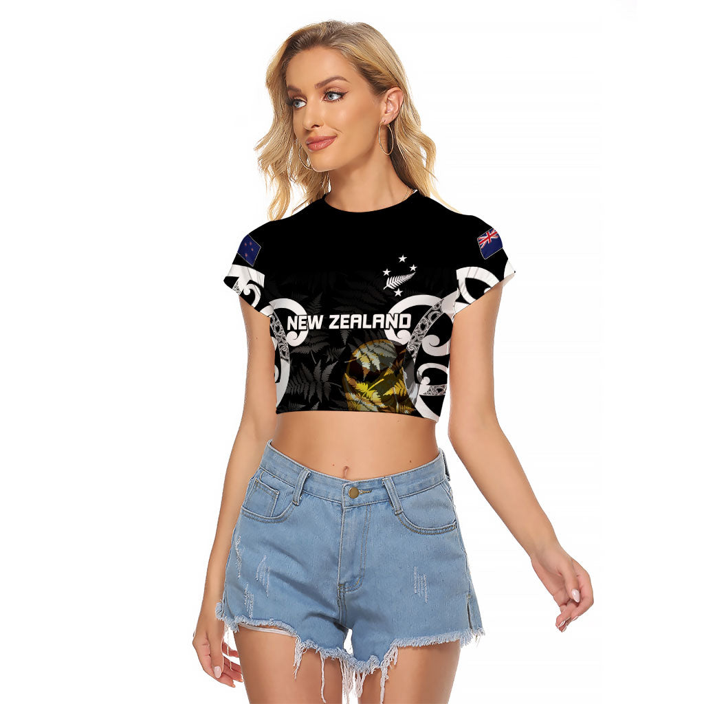 New Zealand WC2026 Custom Black Raglan Cropped T Shirt Silver Fern LT7 Female Black - Polynesian Pride