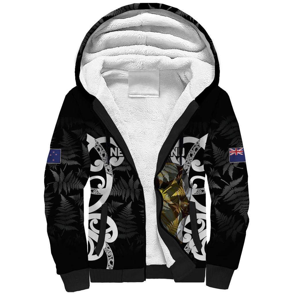 New Zealand WC2026 Custom Black Sherpa Hoodie Silver Fern LT7 Unisex Black - Polynesian Pride