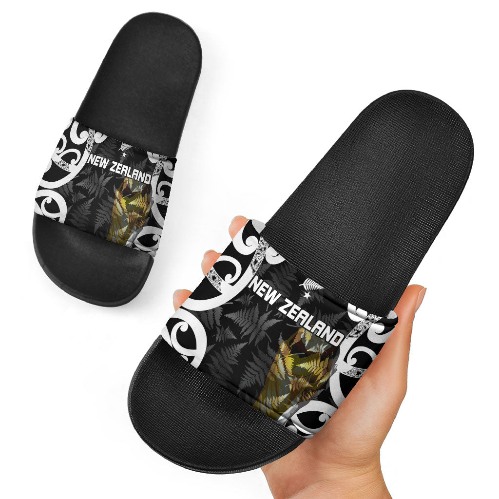 New Zealand WC2026 Black Slide Sandals Silver Fern