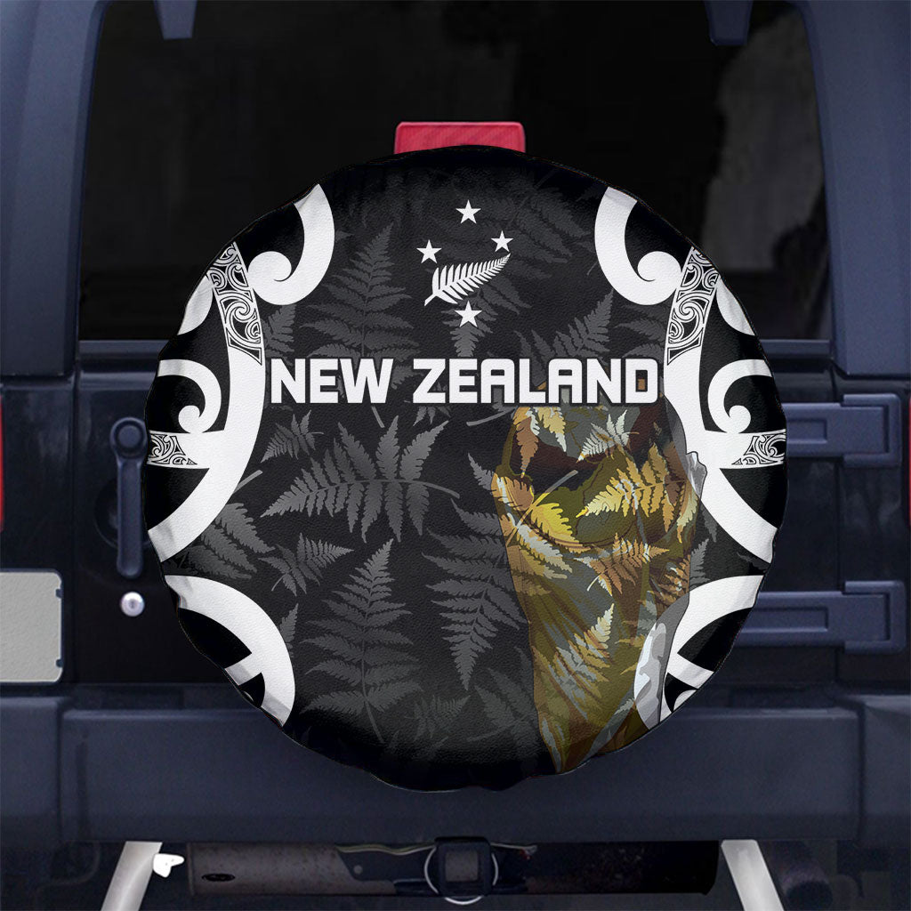 New Zealand WC2026 Black Spare Tire Cover Silver Fern LT7 No hole Black - Polynesian Pride