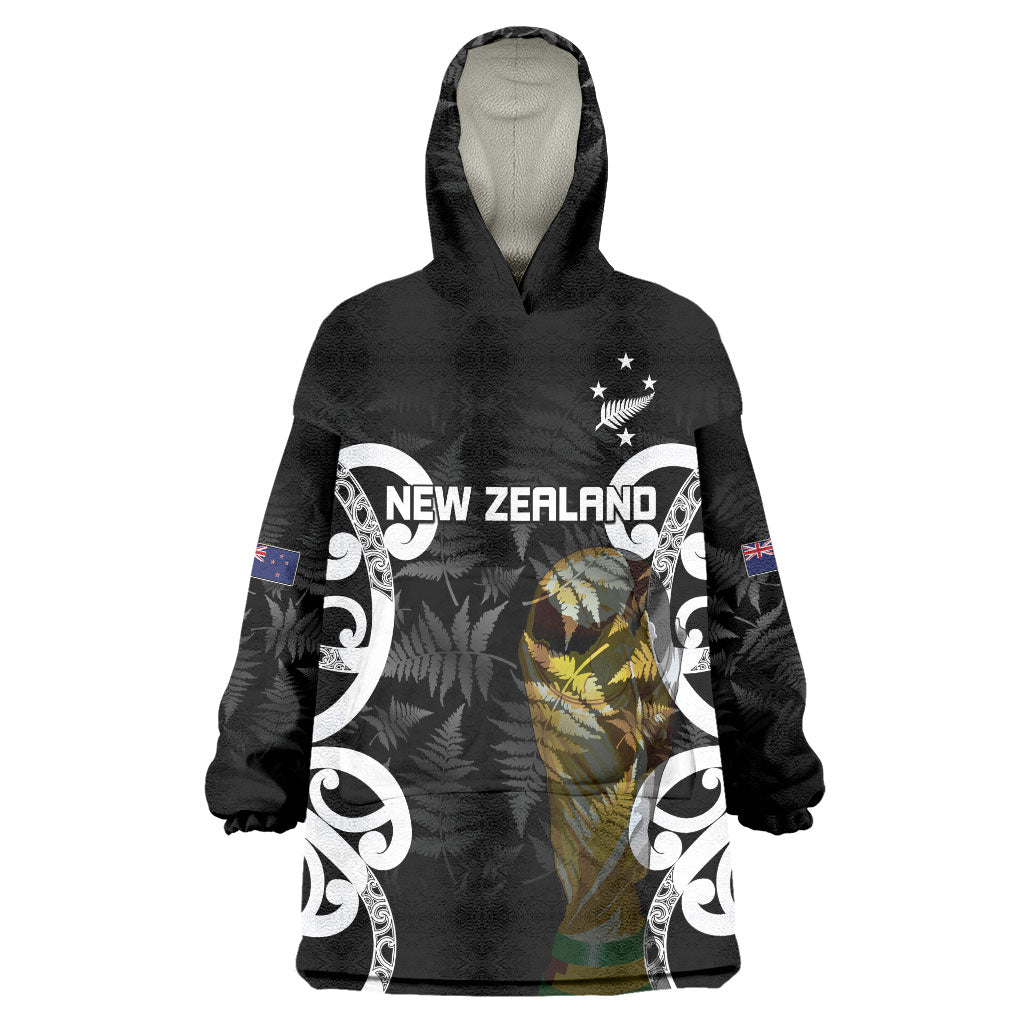 New Zealand WC2026 Custom Black Wearable Blanket Hoodie Silver Fern LT7 One Size Black - Polynesian Pride