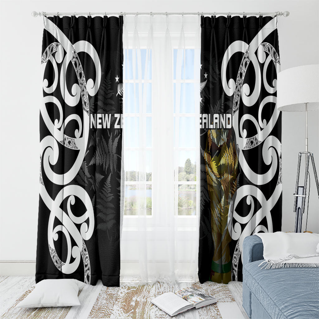 New Zealand WC2026 Black Window Curtain Silver Fern