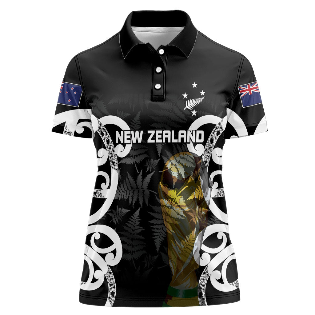 New Zealand WC2026 Custom Black Women Polo Shirt Silver Fern LT7 Female Black - Polynesian Pride