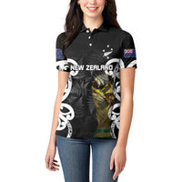 New Zealand WC2026 Custom Black Women Polo Shirt Silver Fern LT7 - Polynesian Pride